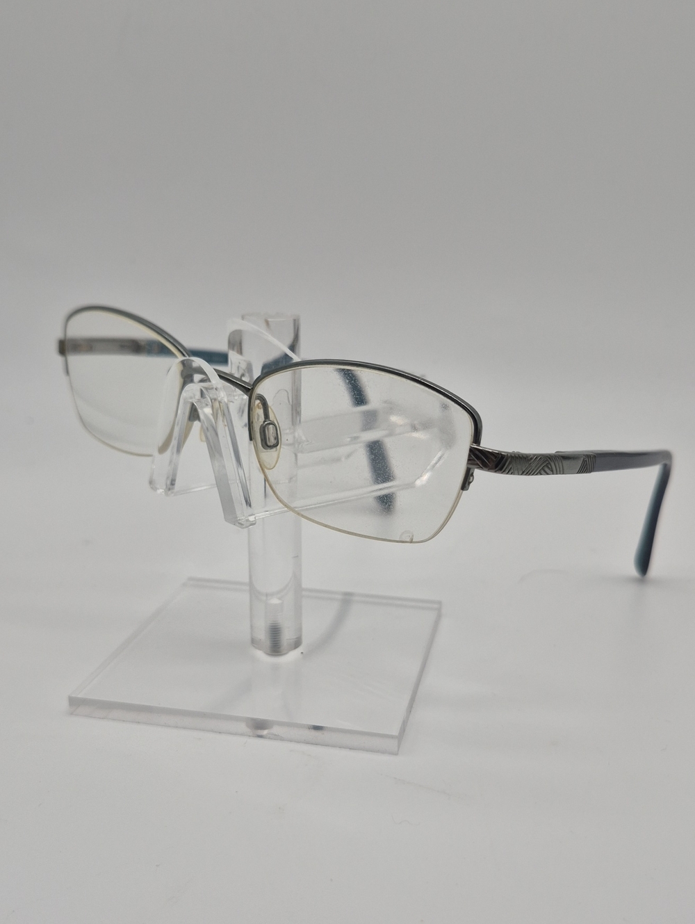 Elle Men's Semi-Rimless Glasses in Silver and Black